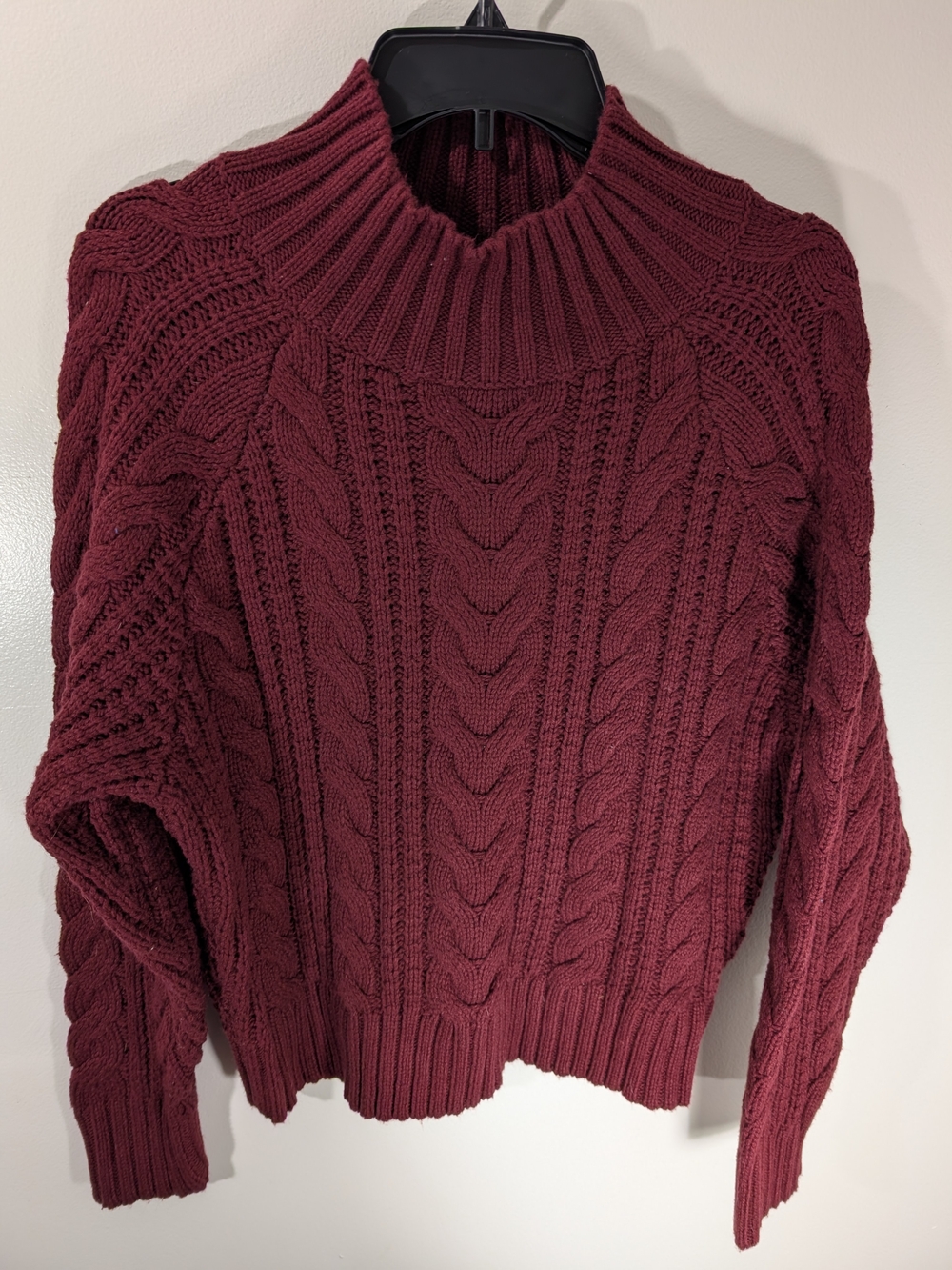 A New Day Chunky Cable Knit Mock Neck Sweater - Burgundy Medium NWT